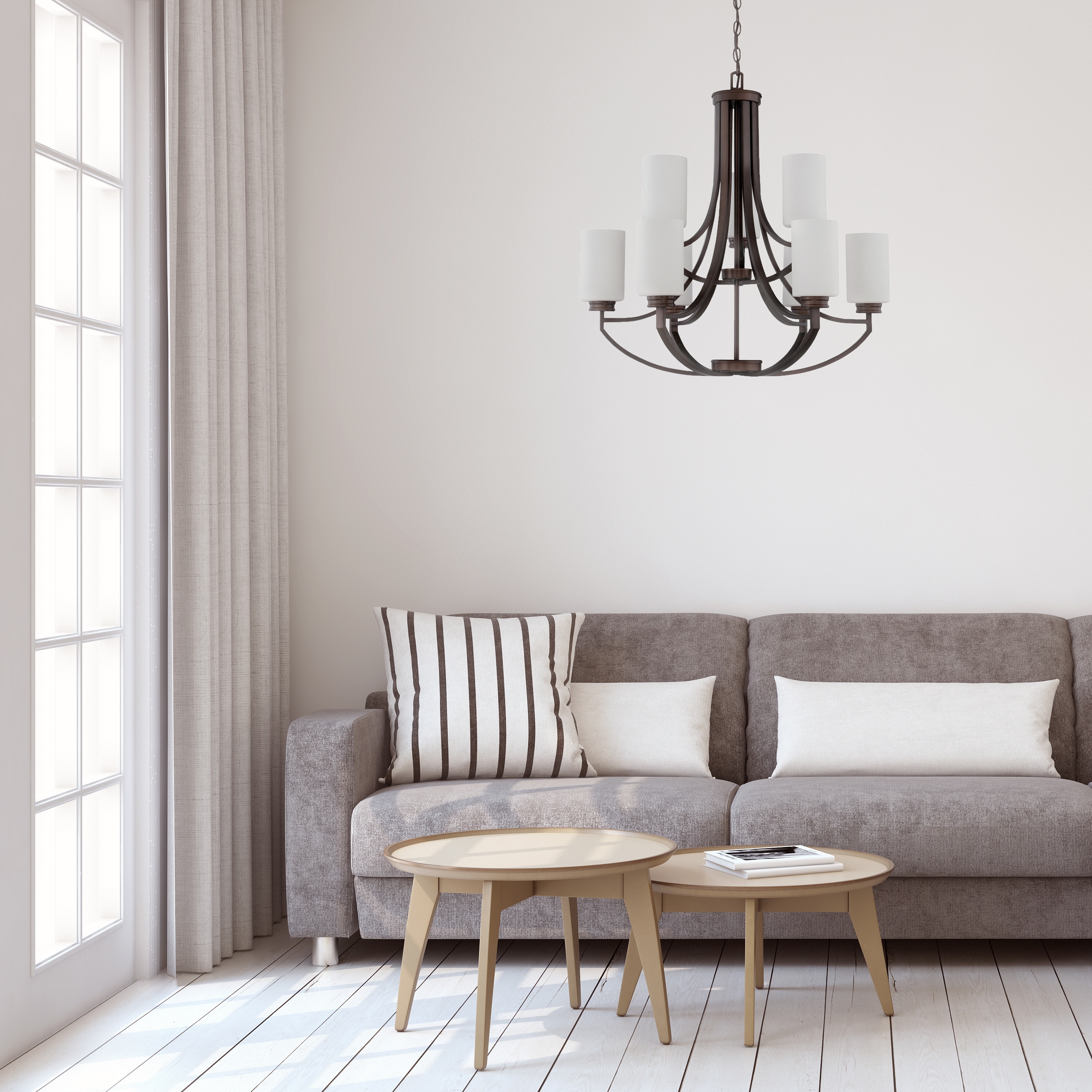 Dalton Chandelier, Metal Ceiling Light Fixture with Opal - Picture 11 of 15