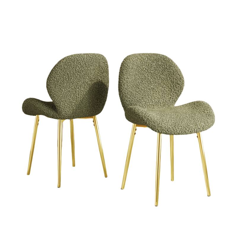 Modern Velvet Dining Chairs, Gold Metal Legs, Kitchen/Office, Set of 2