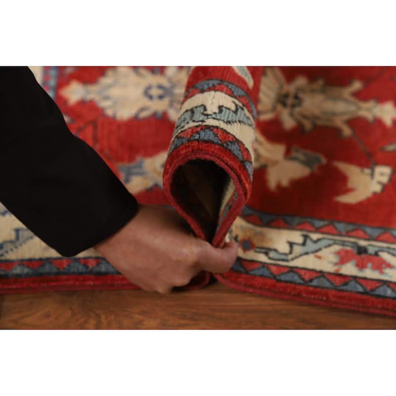 Traditional Kazak Rug Hand-Knotted Oriental Red Wool Carpet - 2'0"x 3'0"