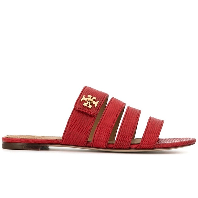 ladies red leather sandals