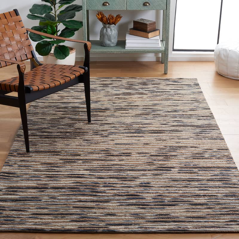 SAFAVIEH Handmade Marbella Rauha Stripe Jute Rug - 6' x 9' - Natural/Grey