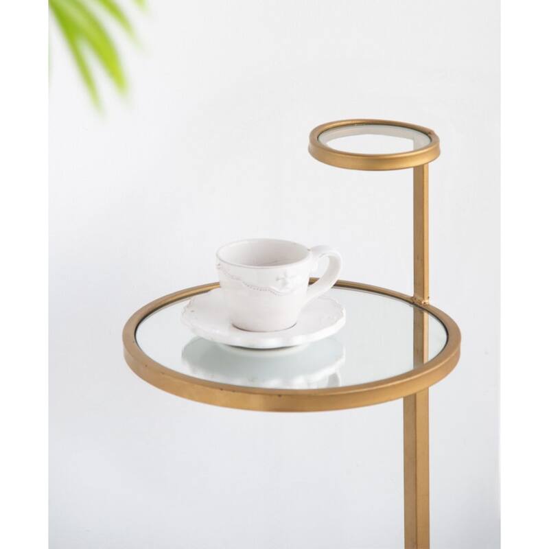 Round Two Tier Side Table - 28" - Gold