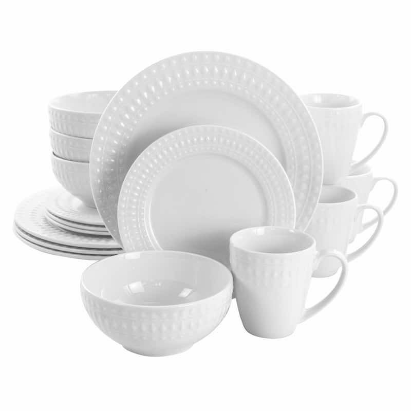 Verona 16 Piece Round Porcelain Dinnerware Set in White
