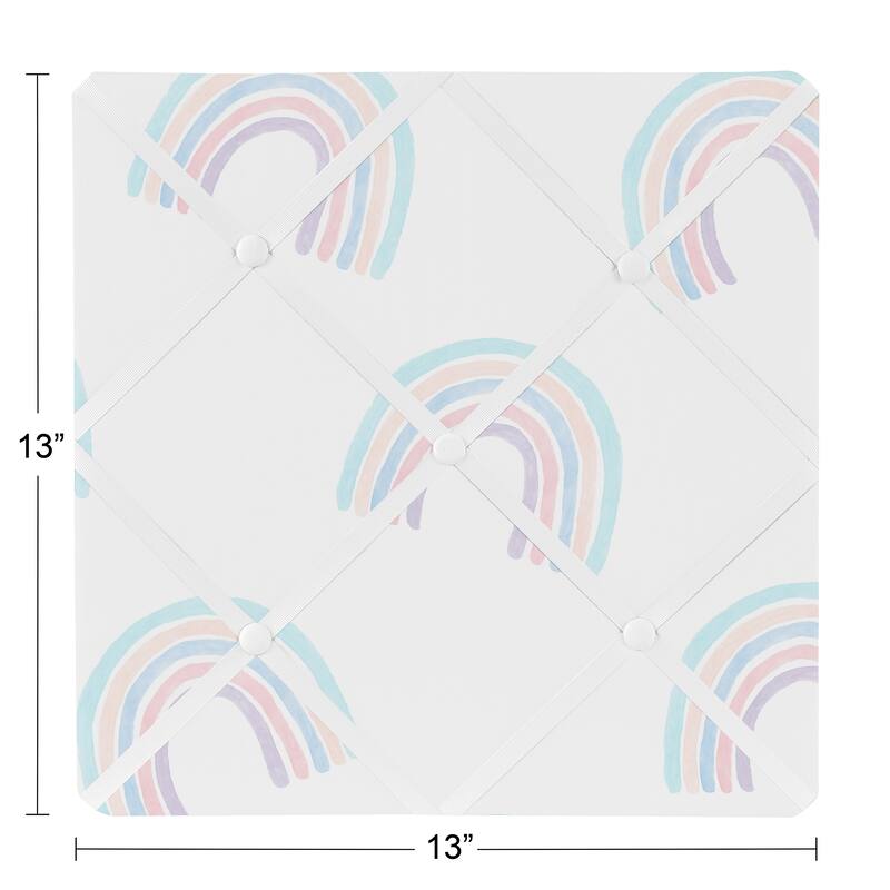Sweet Jojo Designs Pastel Rainbow Collection 13in Fabric Memory Photo Bulletin Board - Blush Pink, Purple, Teal, Blue and White
