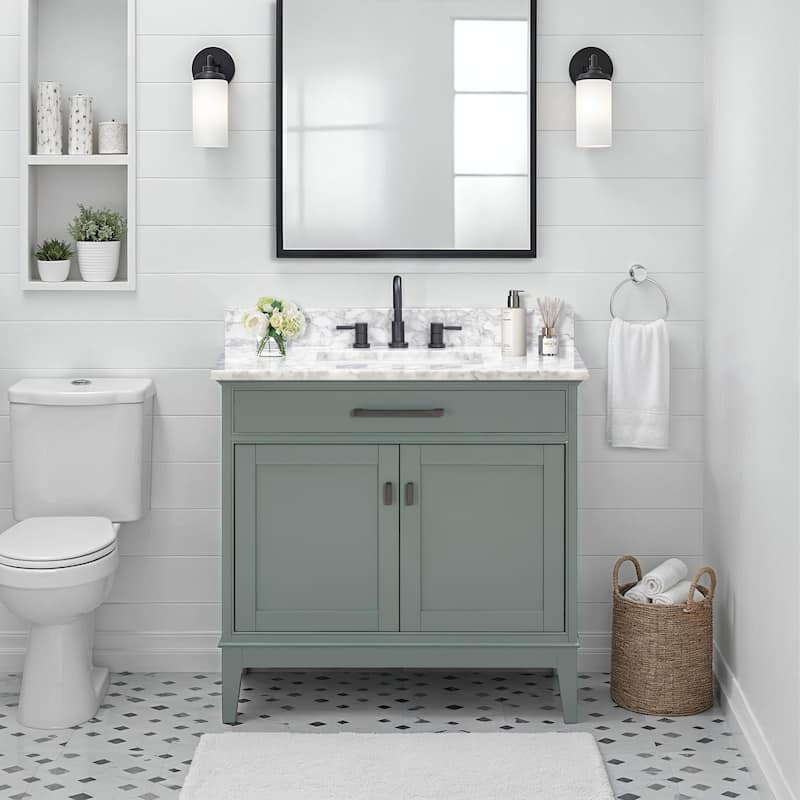 Madison 36 in. Single Sink Bathroom Vanity with Carrara Marble Top - 37"W x 22"D