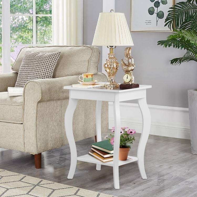 Modern Nightstand End Table Set of 2 with Open Storage