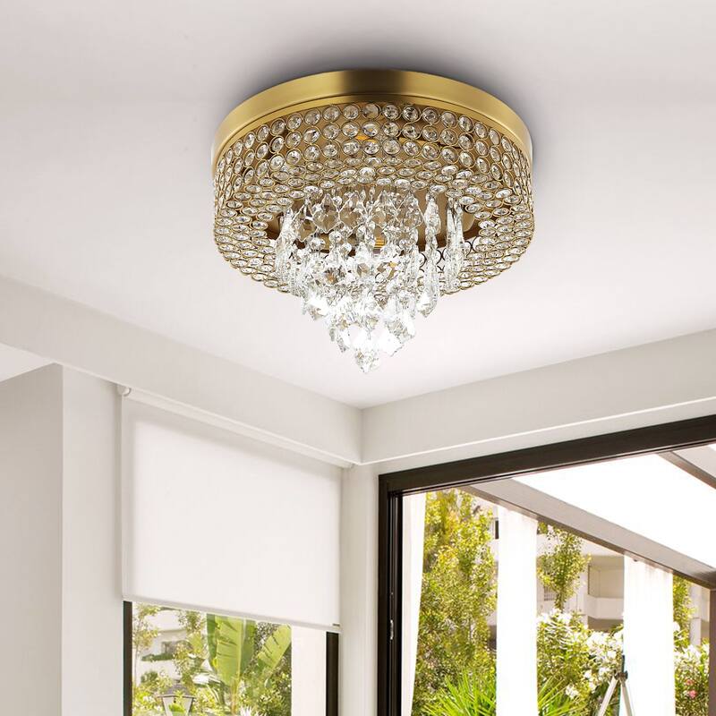 GetLedel 4-Light Tiered Crystal Flush Mount