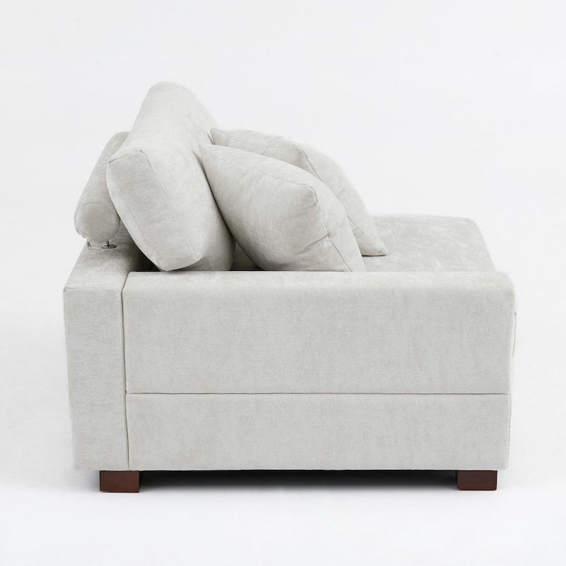 41" W Modern Chenille Corner Arm Accent Chair Sectional Module with Pillows