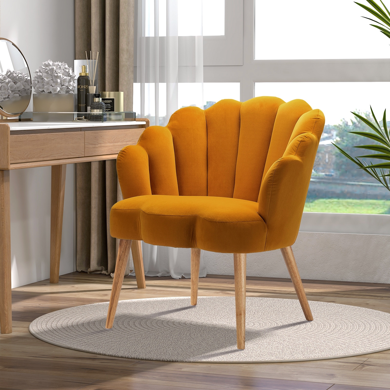 Scalloped arm chair on sale