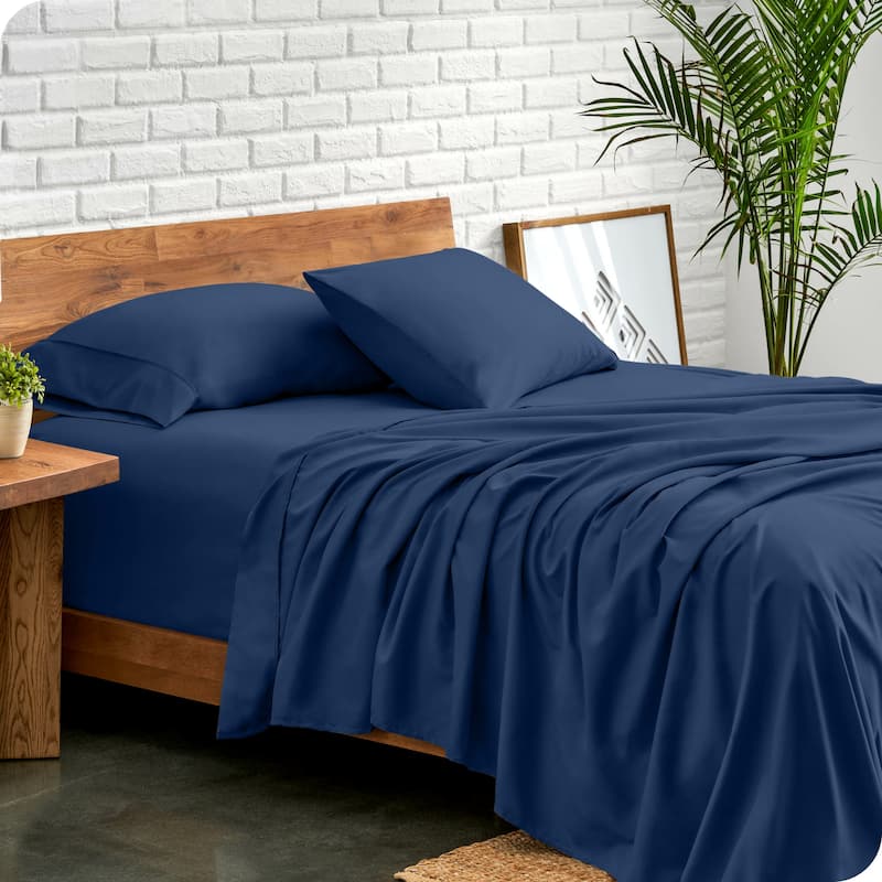 Bare Home Double Brushed Deep Pocket Sheet Set - Twin XL - Dark Blue
