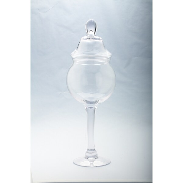 22.5" Clear Hand Blown Glass Jar with Finial Lid Tabletop Decor - N/A