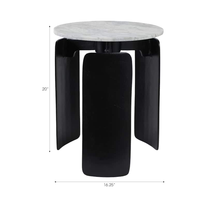 Round Marble Top Modern Accent Table with Aluminum Base - 20" Gray - 16.25" x 16.25" x 20"