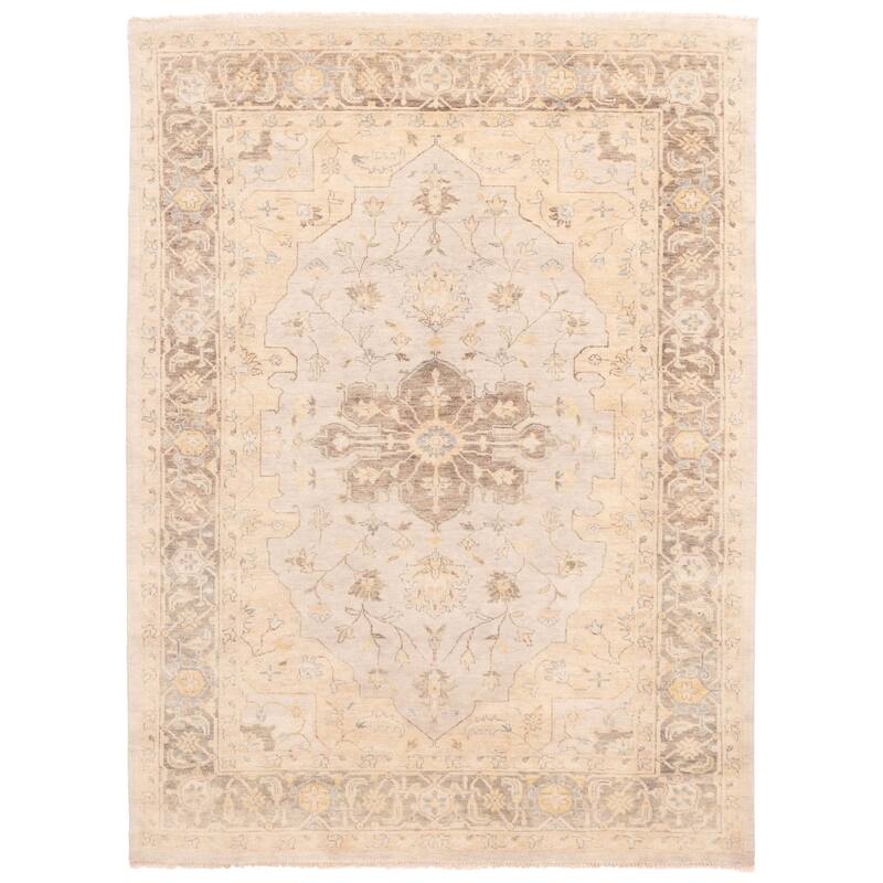 ECARPETGALLERY Hand-knotted Finest Agra Jaipur Light Grey Wool Rug - 8'1 x 11'0