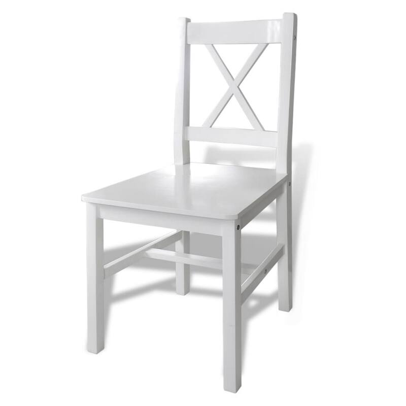 5pc Dining Table and Chairs Set, 43 Inch Top Farmhouse White Pine Wood