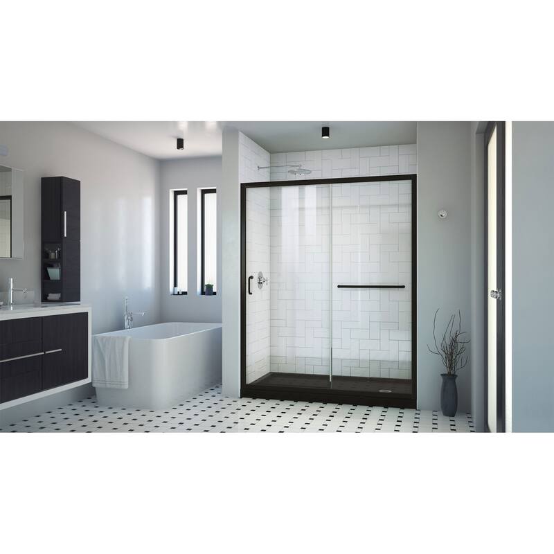 DreamLine Infinity-Z 30 in. D x 60 in. W x 74 3/4 in. H Sliding Shower Door and Shower Base Kit