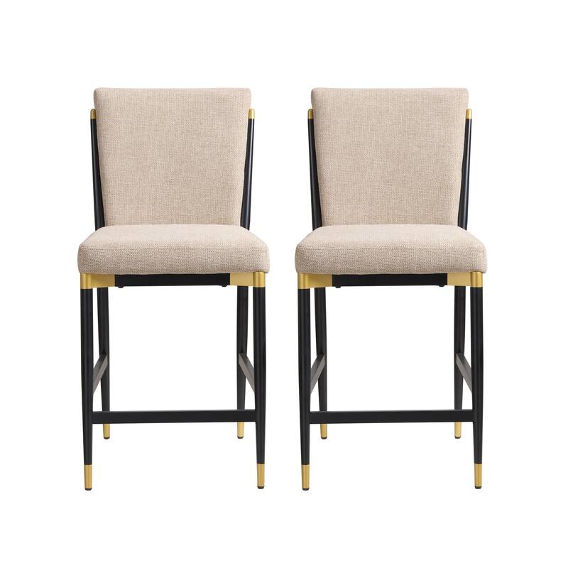 Christopher Knight Home - LuxeCraft Modern Upholstered Metal Base Counter Stool with Solid Back Design (Set of 2)