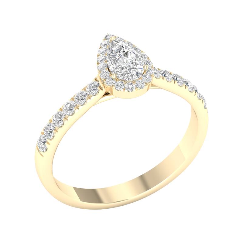3/4ct TDW Diamond Pear Shape Halo Engagement Ring in 10k Gold for Women