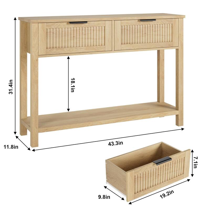 43 Inch Wood Console Table with 2 Drawers