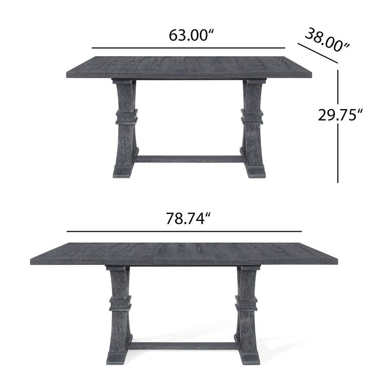 Christopher Knight Home - Rustic Extendable Dining Table with Rubberwood X-Frame Base and Extension Leaf