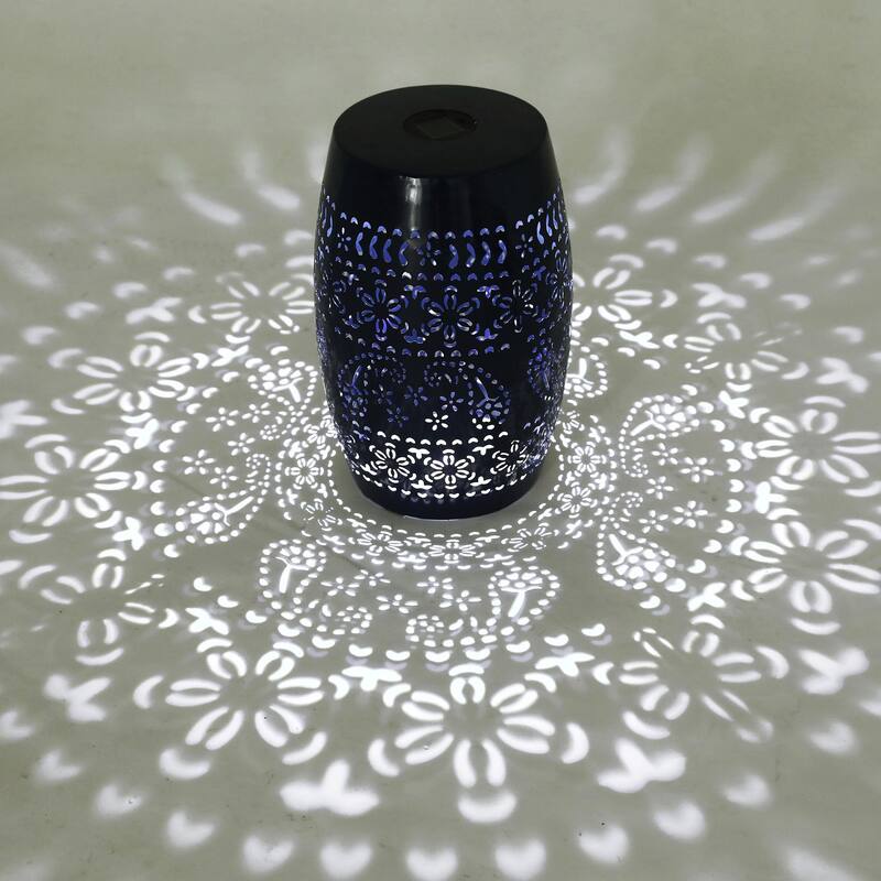 Solar-Powered Side Table with Light - Modern Iron Design, Garden & Patio Accent