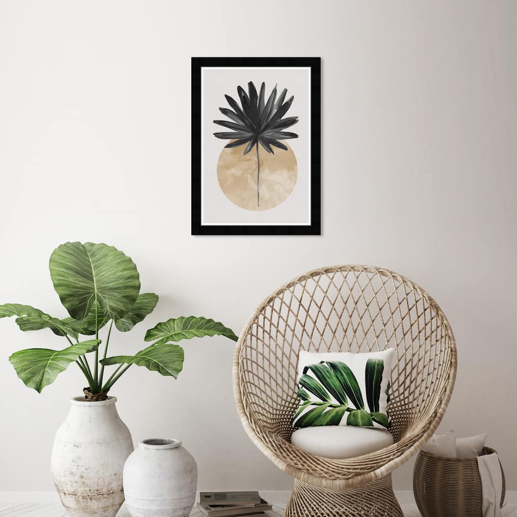 Wynwood Studio Prints Floral and Botanical Palm Leaf Shade Black and Modern & Contemporary Wall Art Canvas Print