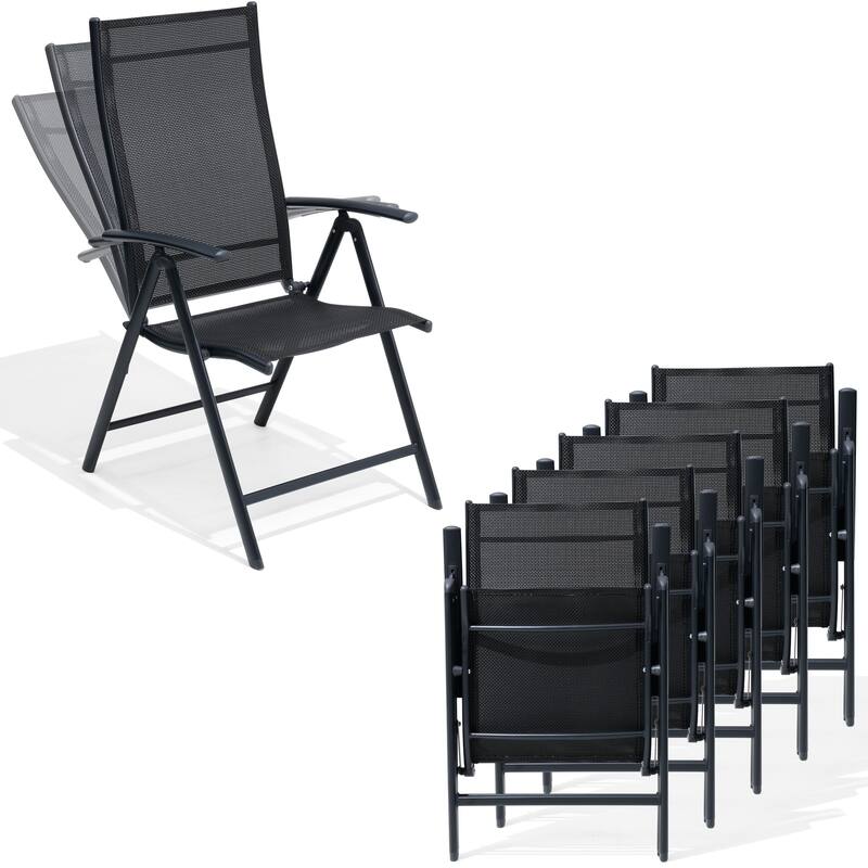 2/4/6-piece Folding Patio Chair Set Outdoor Adjustable Dining Chairs