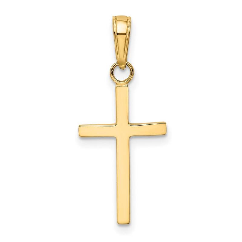 Curata 14k Yellow Gold 18" Solid Flat Polished Cross Necklace - 17x12mm