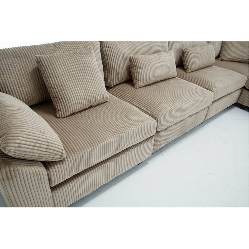 146" Fabric U-Shape Modular Sectional Sofa with Deep Seats and 7 Pillows (5-Seater)