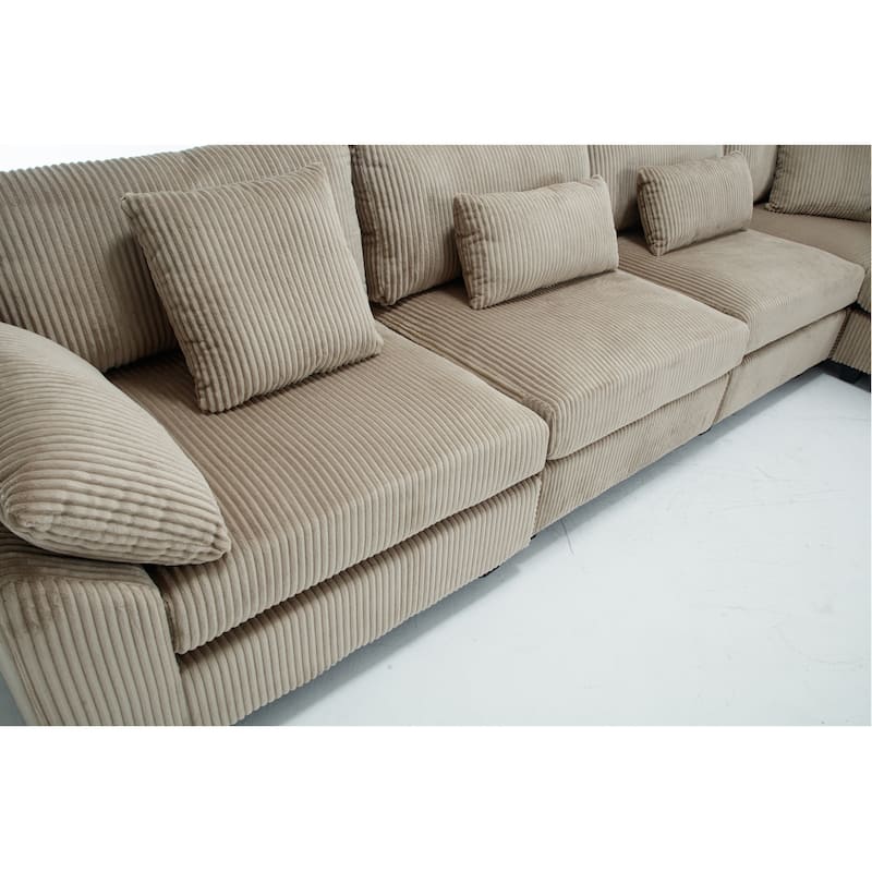 Brown 146'' Convertible Oversized 5 Seater Modular Sectional Sofa with Soft Cushions and Sturdy Build for Living Room
