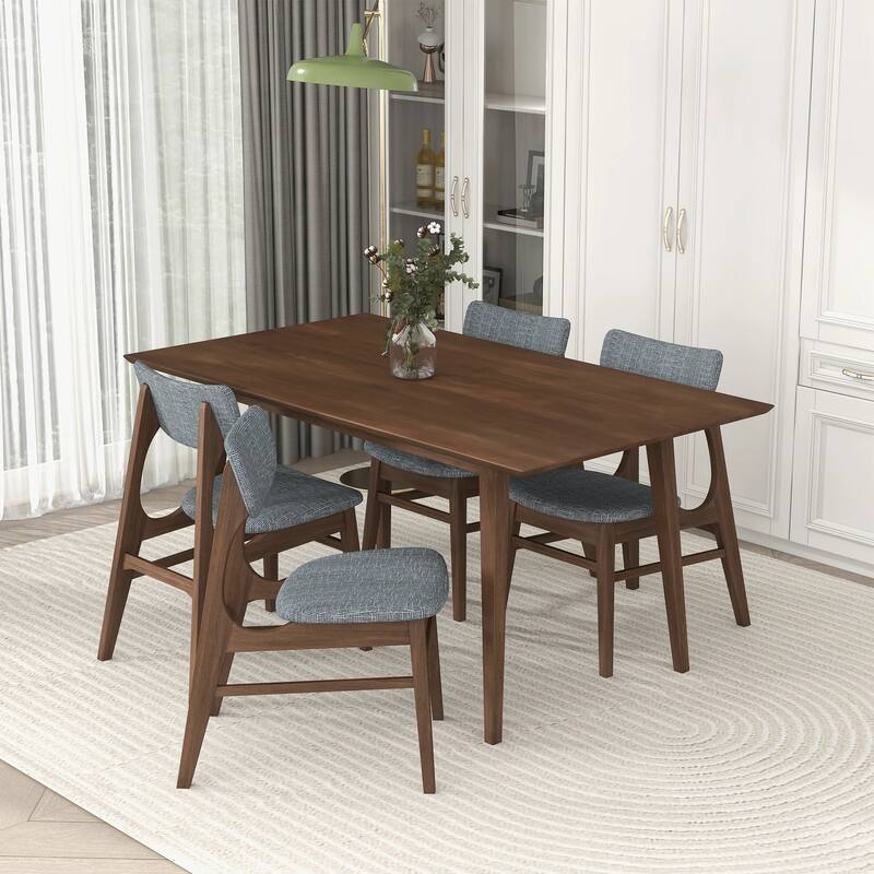 GDFStudio - Mary Modern 63" Length Solid Wood Rectangular Dining Table with Beveled Edges