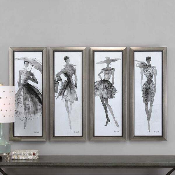 Shop Set Of 4 Gray And Black Wall Decorative Art Frames With White