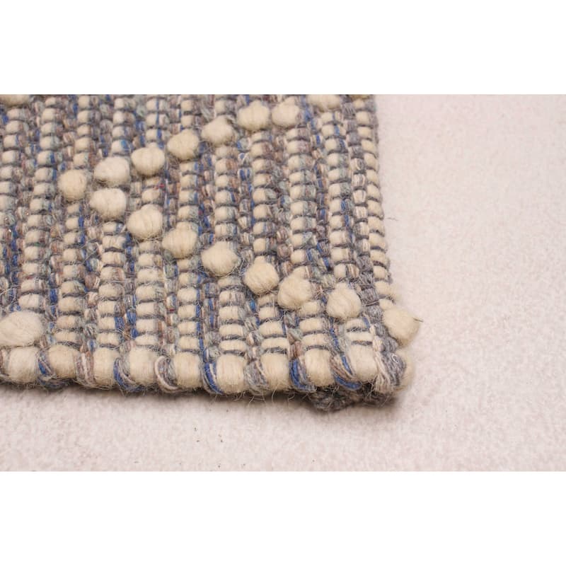 ECARPETGALLERY Braid weave Sienna Cream, Grey Wool Rug - 3'11 x 6'0