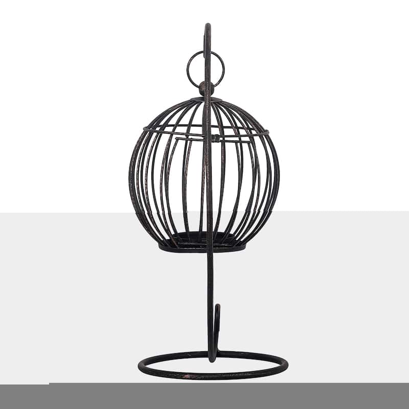 Adeco Birdcage Style Hanging Candle Holder Stand Vintage Lantern