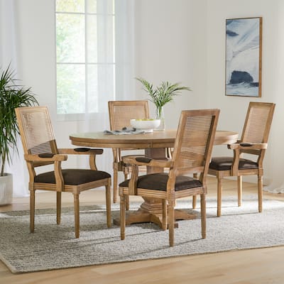 Maria Fabric and Rubberwood Dining Set by Christopher Knight Home