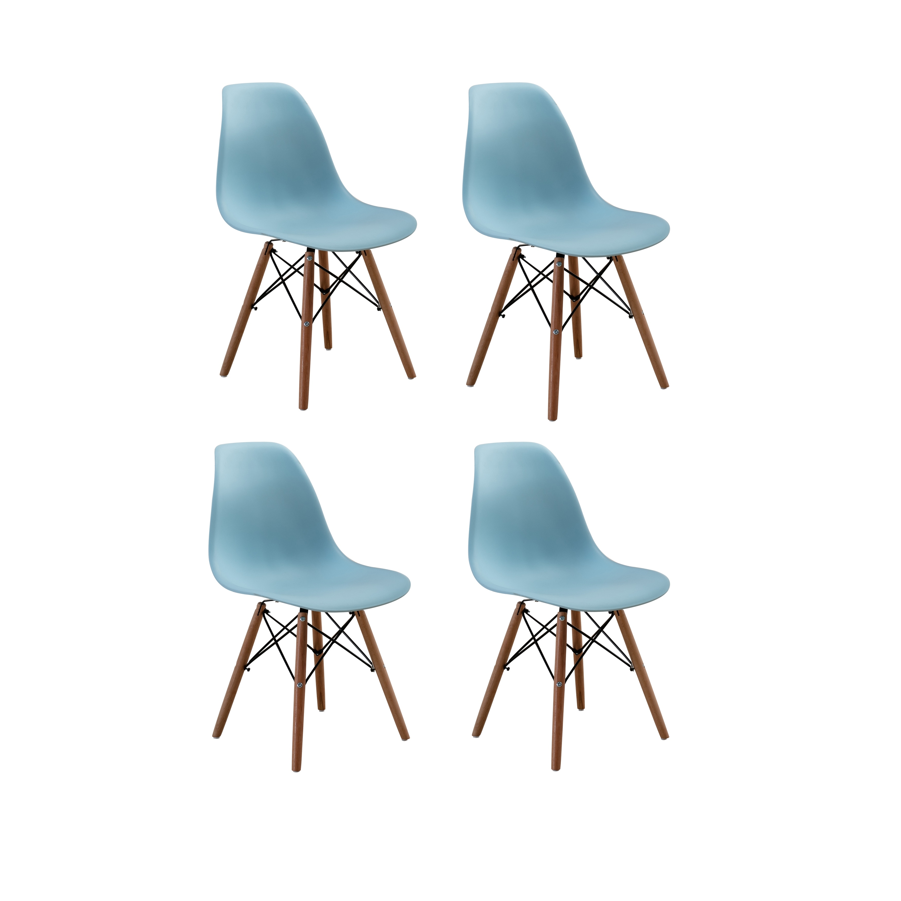 Dining Chairs Bedroom Bossin Set Of 4 Modern Eames Style Dining Chair Mid Century Dsw Side Arm Chair With Natural Wood Legs White Pp Seat Aremest Shell Lounge Plastic Armrest Chair For Kitchen Living