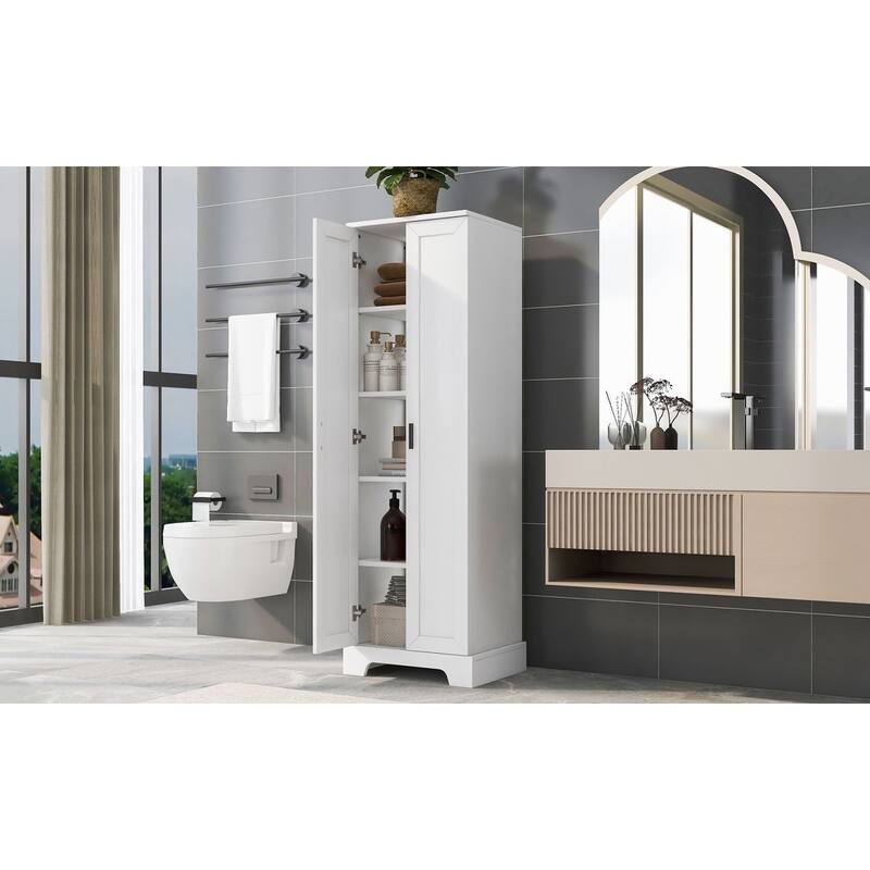 Storage Cabinet with Two Doors for Bathroom Office Adjustable Shelf MDF Board