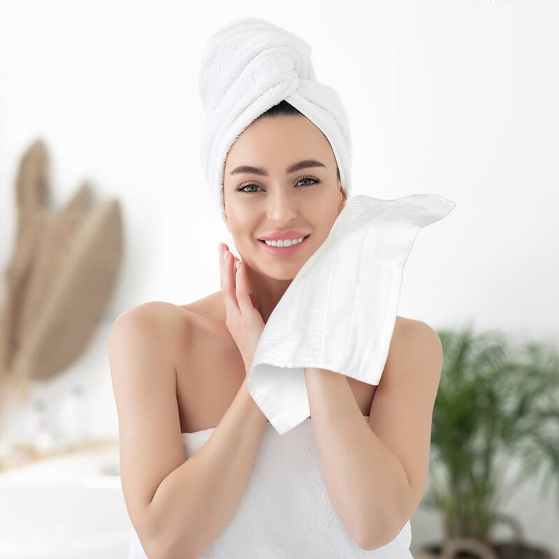Striped Cotton Washcloths, Comfort 6 Pack Face Towels, Absorbent Towels for Hotel, Spa, Bathroom 13" x 13"