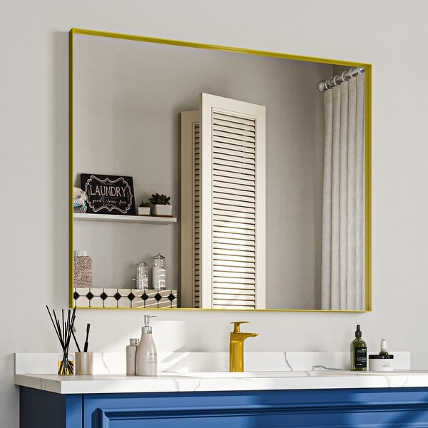 yue…♡︎ Right Angle Aluminum Framed Bathroom Mirror undefined Full Length