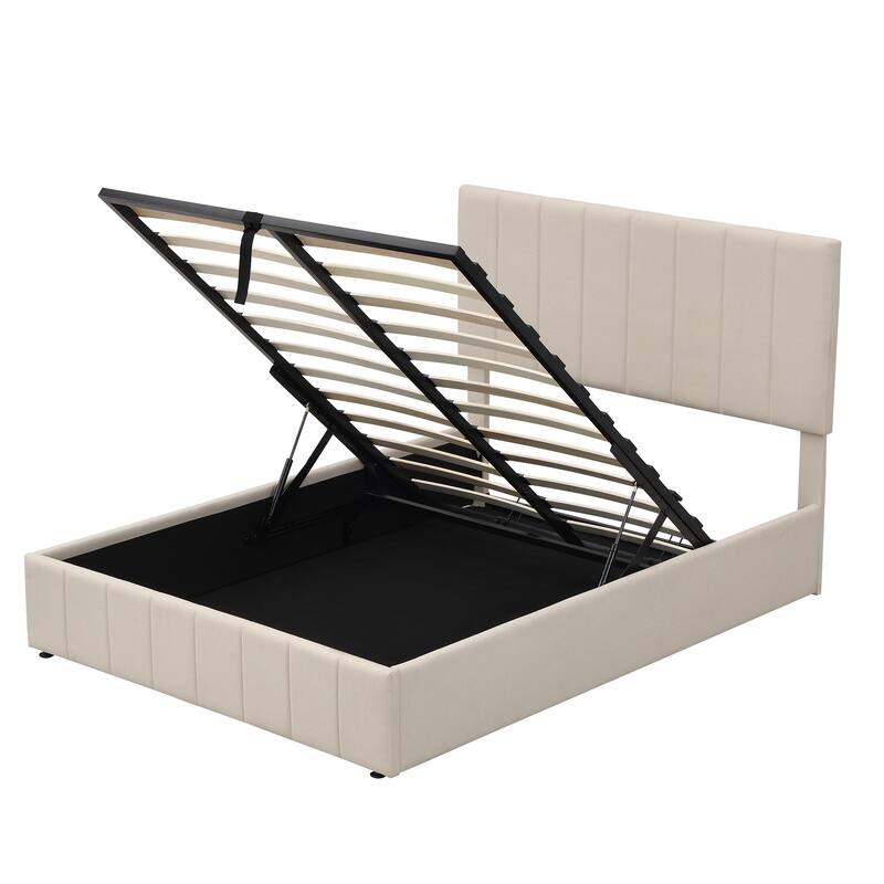 Mordern Upholstered Platform bed with a Hydraulic Storage System