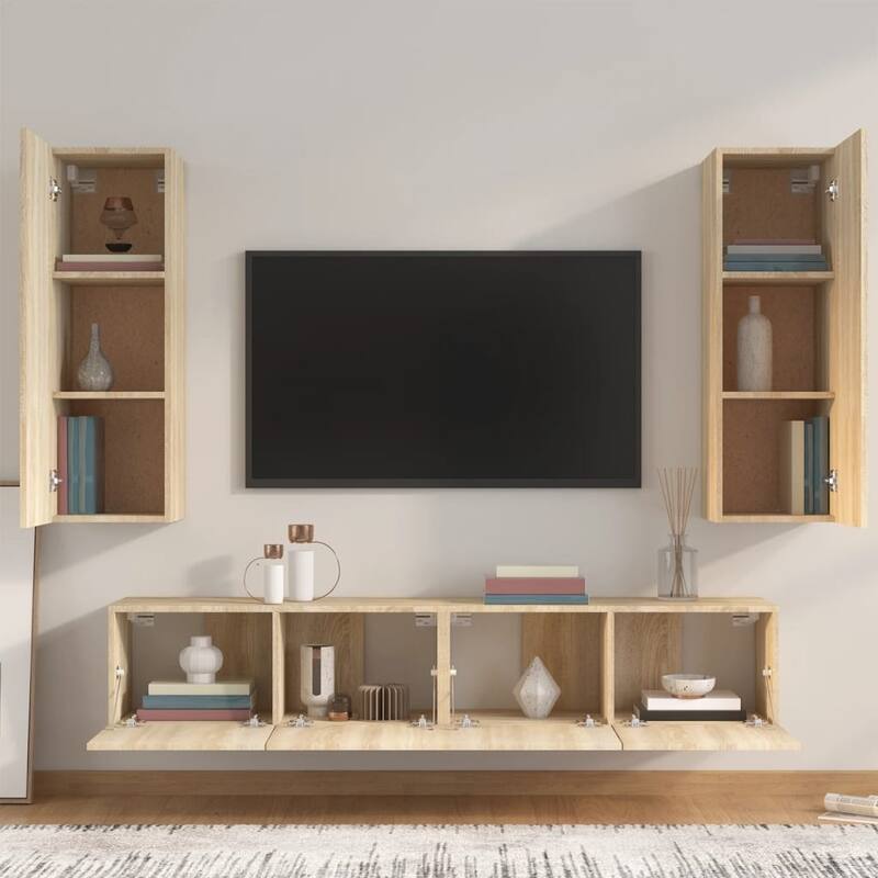 vidaXL TV Cabinet Set Set of 4 Sonoma oak Engineered wood TV Cabinet Set - 11.8 x 12.0 x 35.4 in.