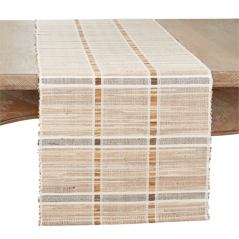 Stripe Design Water Hyacinth Table Runner - 14"x72" - Natural - 14"x72"