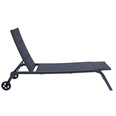 Outdoor Chaise Lounge Chair, Five-Position Adjustable Metal Recliner