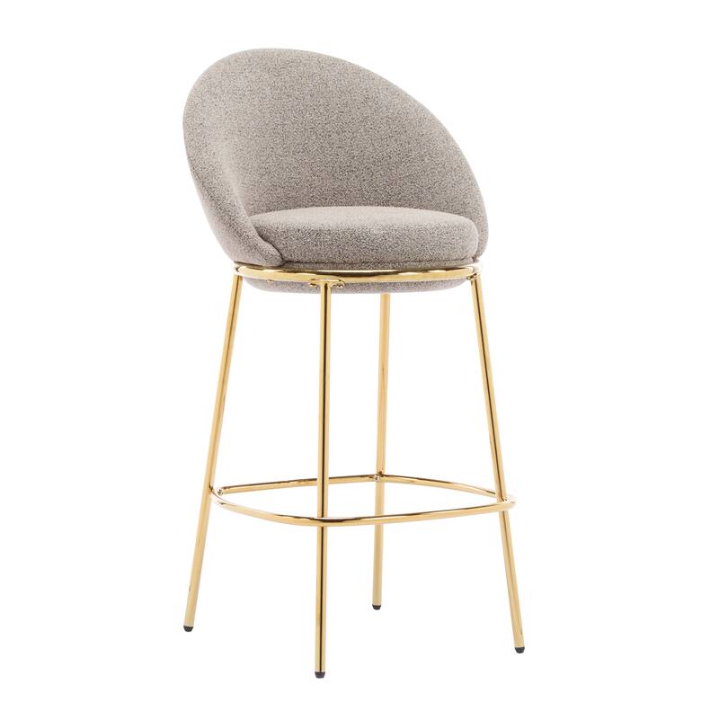 Roomfitters Celano Indoor Metal Upholstered Barstools with Gold Plated Frame, Half Moon Back, Set of 2 - Set of 2