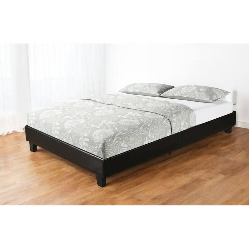 HomeRoots Black Faux Leather Queen Bed Frame - Queen
