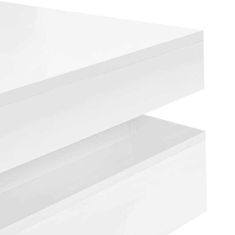 Modern High Gloss Square Coffee Table with 4 Drawers and Storage - 31.5" W × 31.5" D × 13.7" H