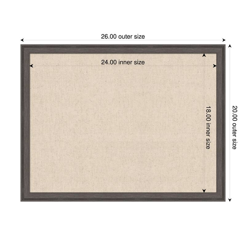 Amanti Art Framed Fabric Pinboard Natural Linen Printed Bulletin Board - Board Size 24 x 18 - Florence Pewter
