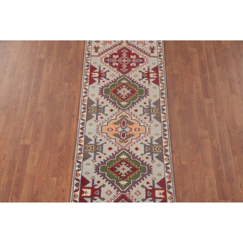 Tribal Kazak Oriental Runner Rug Handmade Wool Carpet - 2'7"x 7'9"