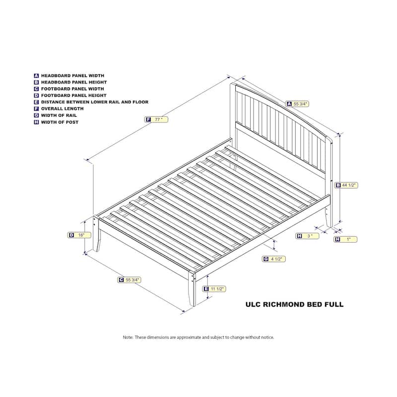 Platform Bed - Sleek Bowed Design & Sturdy Slats for Bedroom