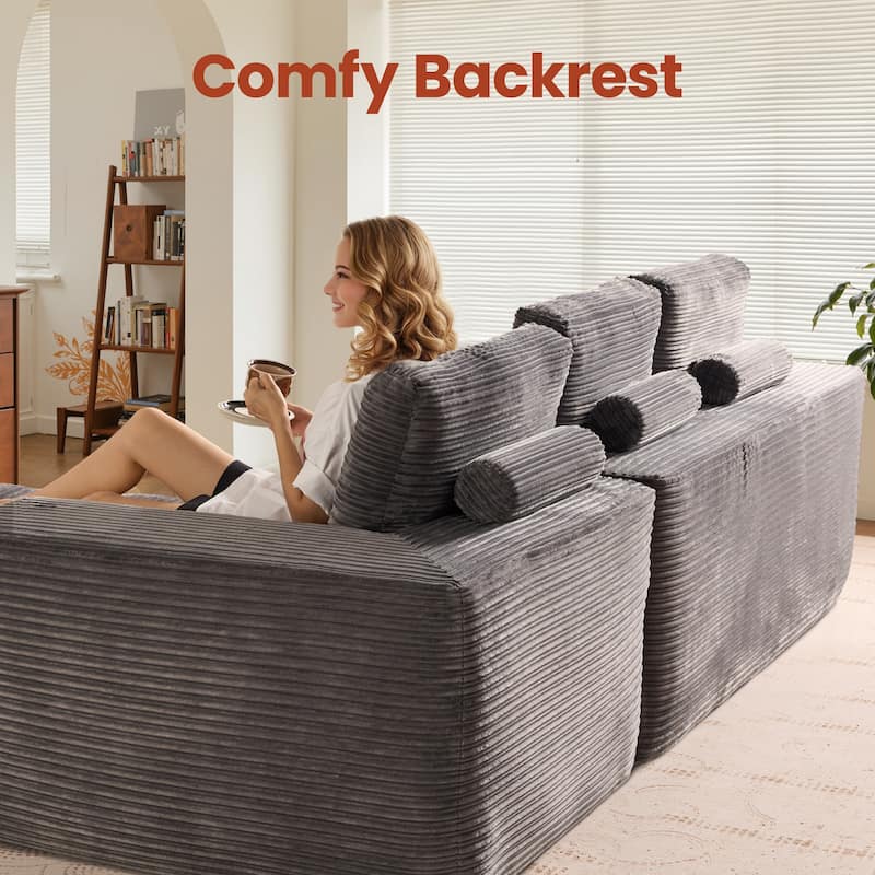 OVIOS No-Assembly L-Shaped Chaise Sofa