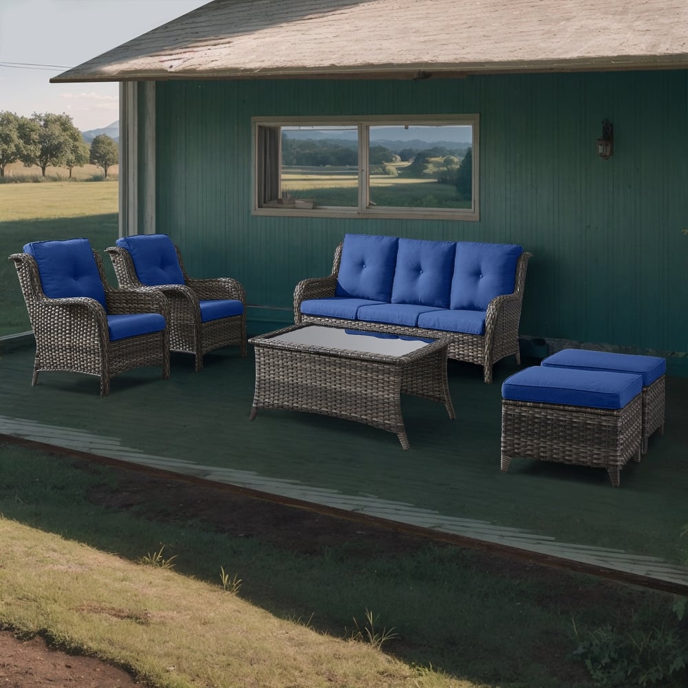 Gymojoy 6-Piece Patio Furniture Sofa Chair Ottoman